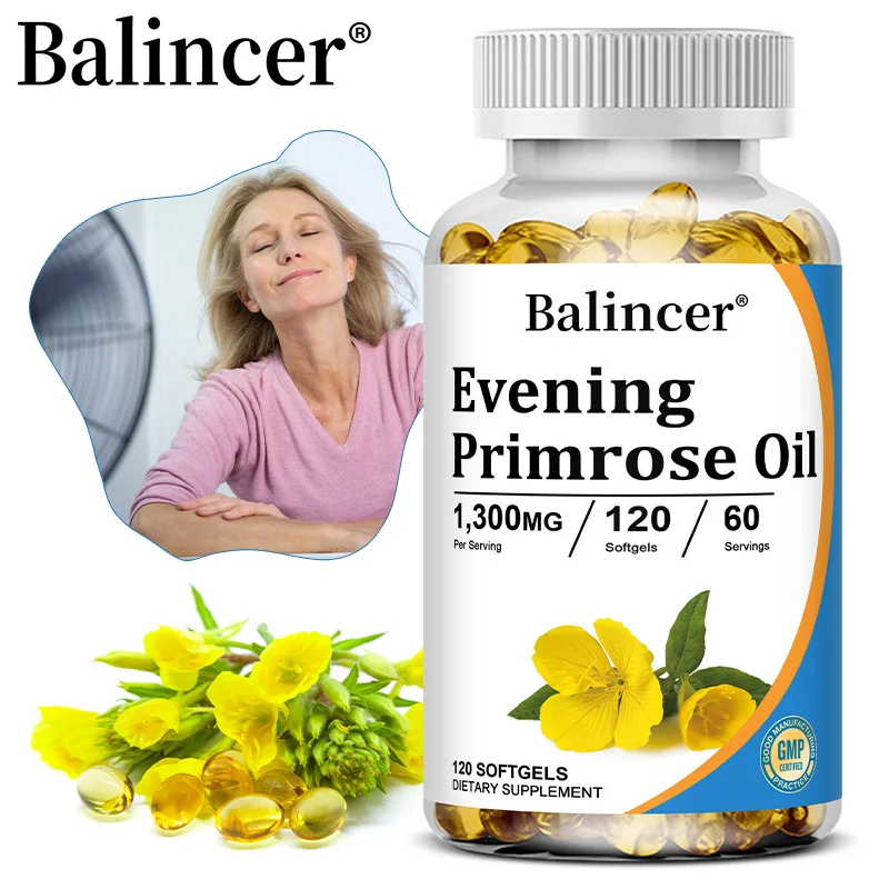 

Evening Primrose Oil 1300 Mg, 120 Softgels - Promotes Healthy Skin and Cardiovascular Health - Nutritional Support for Women