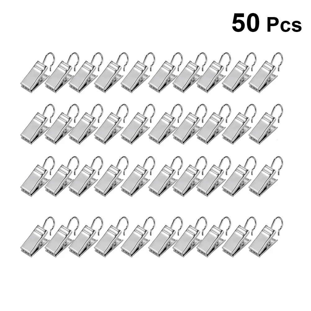 50Pcs Metal Curtain Hooks Iron Heavy Duty Rust Resistant Simple Stylish Design for Bathroom Shower Kitchen Home Dormitory Use