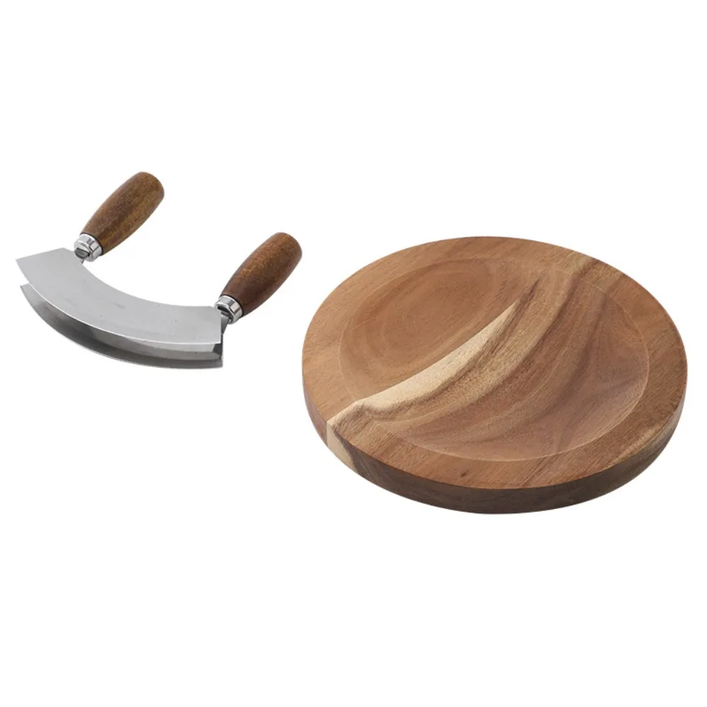 Cutter Set with Round Cutting Board Staniless Steel Rocker Chopper Slicer Cutter Rustproof Pizza Cutter Rocker Slicer