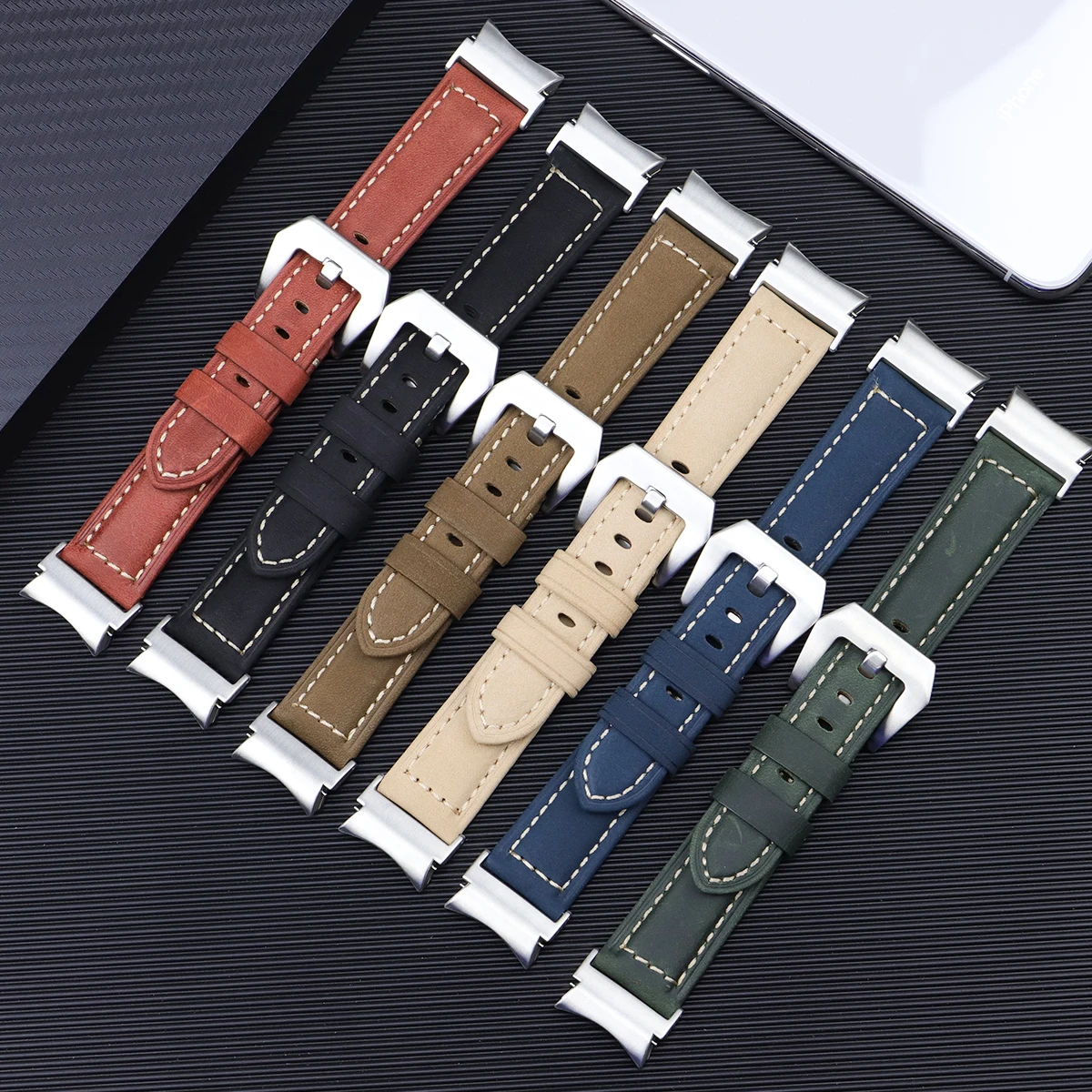 Correa de cuero sin espacio para Samsung Galaxy Watch 7 6 5 4 40mm 44mm 6 pulsera clásica de 43mm 47mm para Galaxy Watch 5Pro 45mm