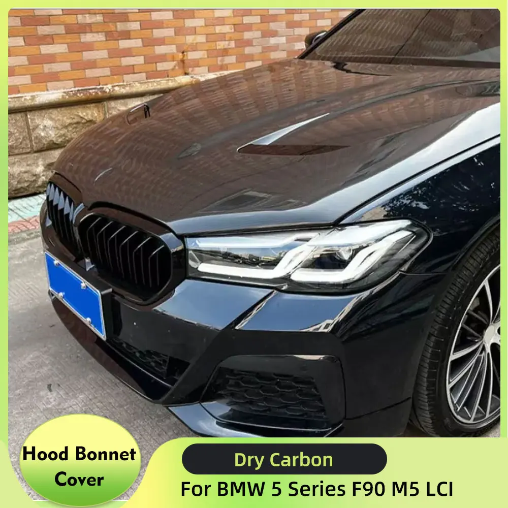 

Dry Carbon Front Hood Cover For BMW 5 Series F90 M5 G30 2018-2022 Front Engine Hood Bonnet Cover Car Hood Real Carbon