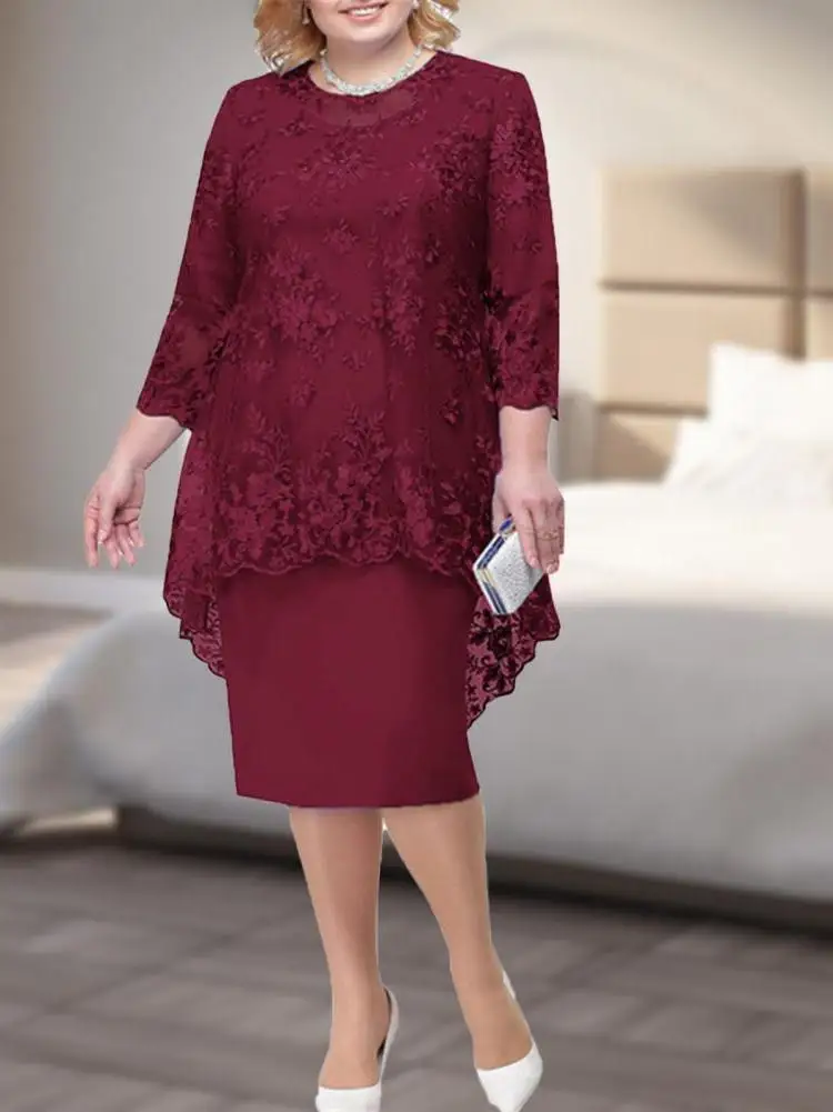 Grote maat kant geborduurd Dr-set hoge taille A-lijn rok avondjurk Ele Fem Faion herfstcollectie 2023