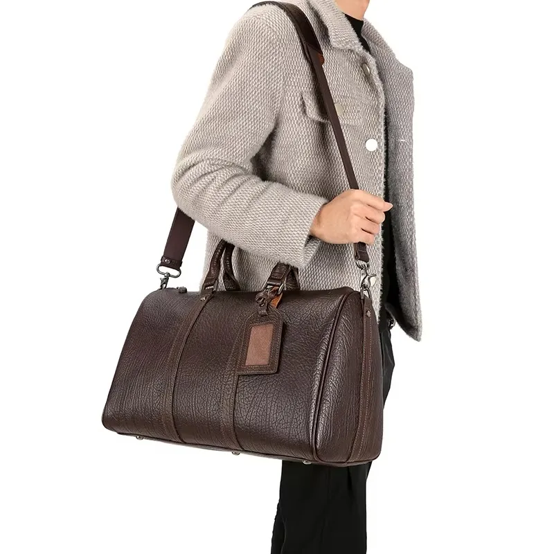 Waterproof Weekend Men's Sports Gym Clothing Leather Duffel Bag Overnight Weekend Waterproof Suitcase Travel Bag Custom Logo