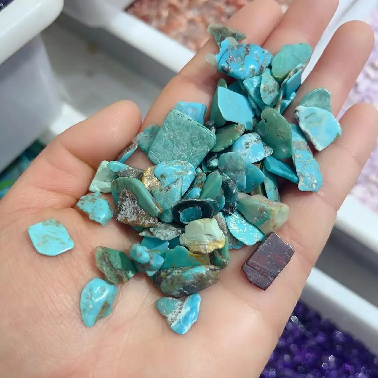 Natural Gravel Turquoises Raw Stone Mineral Specimen Irregular Stone for Aquarium Home Decoration DIY