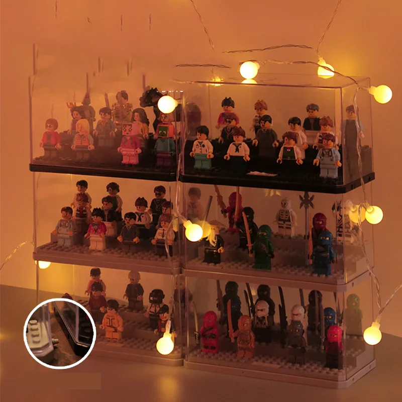 Building Blocks Mini Figure Display Cabinet Compatible with Lego Stackable without Assembling a Clear Dust Case