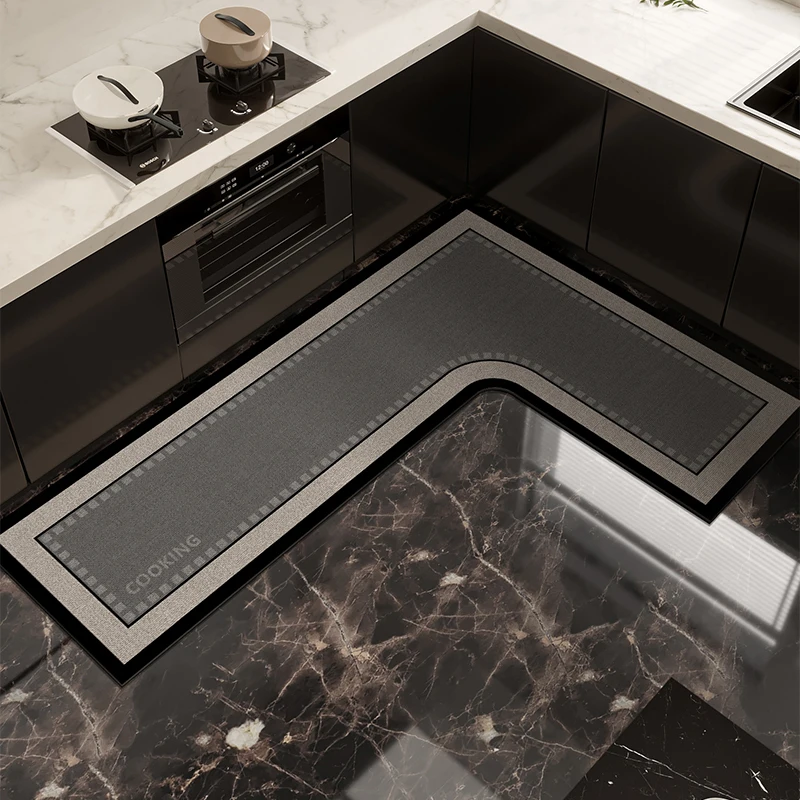 

Pvc Kitchen Floor Mat Waterproof Non-slip Vinyl Carpet L-shaped Cat Pattern Plants Flowers Mats Home Decoration Rug Alfombra 양탄자