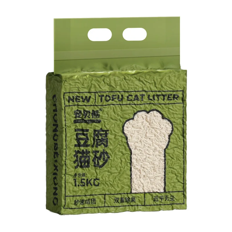 1 bag 1.5KG Tofu cat litter green tea flavored cat litter deodorizing clumping low dust non stick bottom