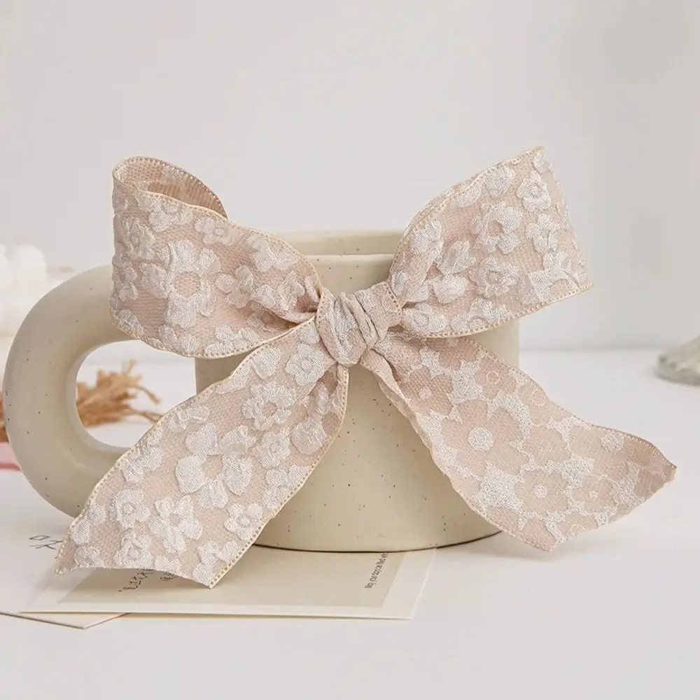 New 10 Yards Embossed Flower Ribbon Camellia Gift Wrapping Bouquets Relief Flower Wave Ribbon 2.5cm Bow Hair Ornaments