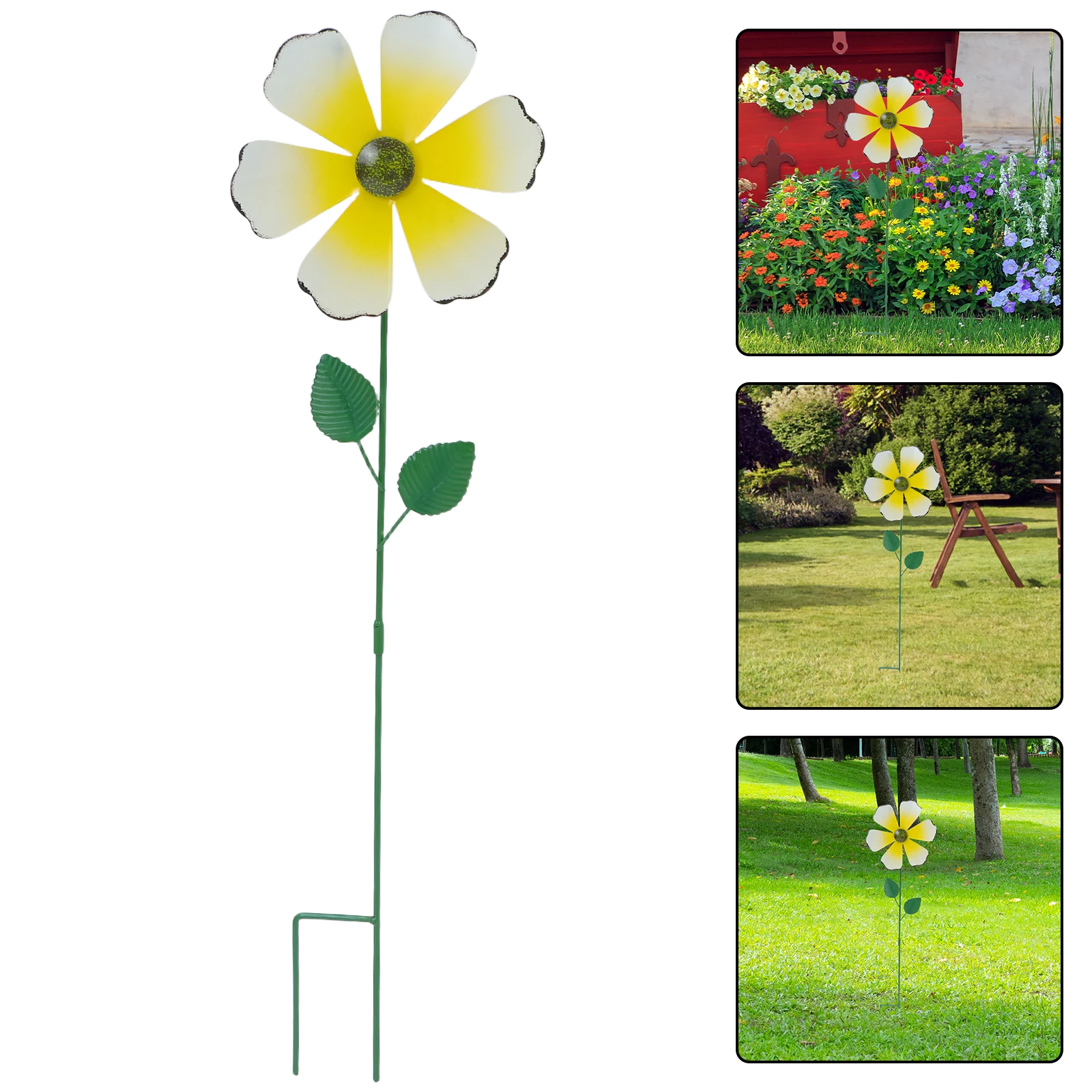 

Flower Wind Spinners Outdoor Windmill Lawn Decor Metal Garden Stake Weather-Resistant Durable For Yard Park Landscape Use