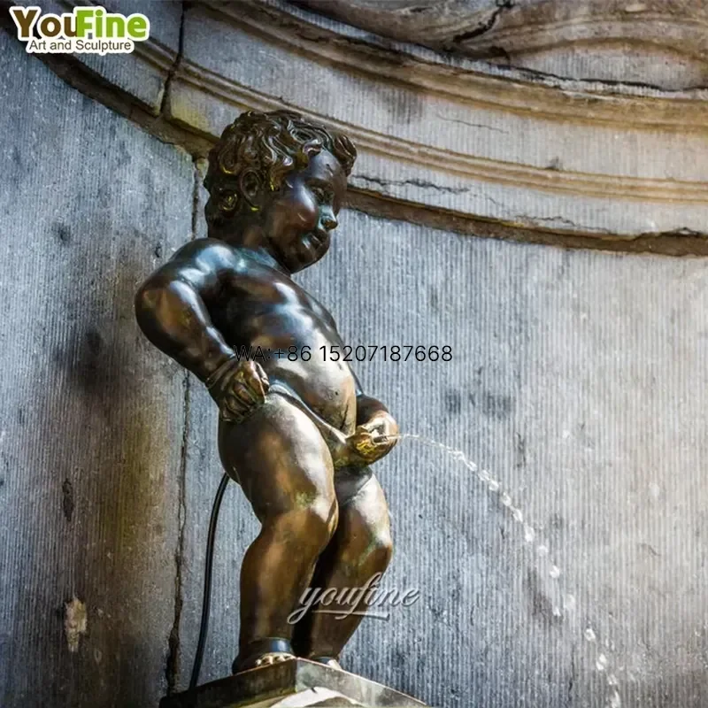Wmwmnu for Children Garden Statue Bronze Nude Boy Water Fountain Sculpture Outdoor Yard Decor Resin Figurine Lawn Ornament