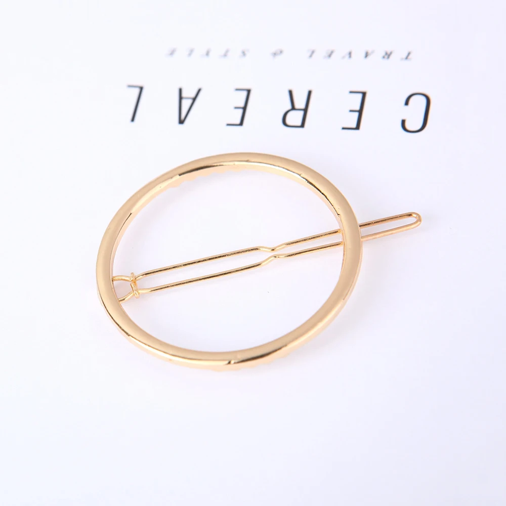 Fashion Woman Hair Accessories Triangle Hair Clip Pin Metal Geometric Alloy Hairband Moon Circle Hairgrip Barrette Holder