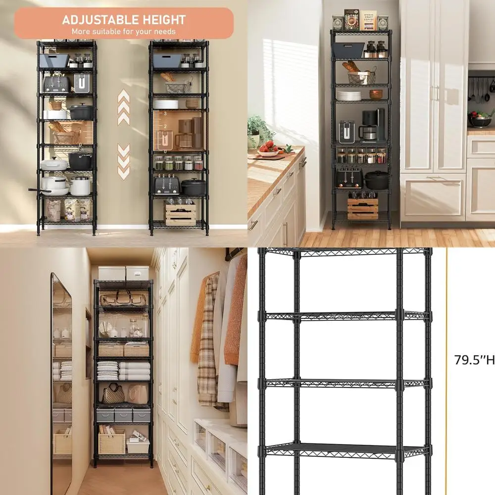 

7-Shelf 2000 lb Metal Wire Storage Rack, Ideal for Home and Garage Organization