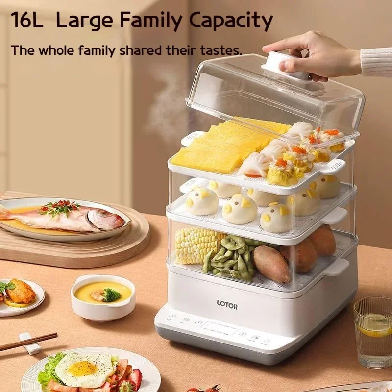 Electric Steamer. Multifunctional. Household. Three-Layer. Large Capacity. Reservation. Steam Pot.