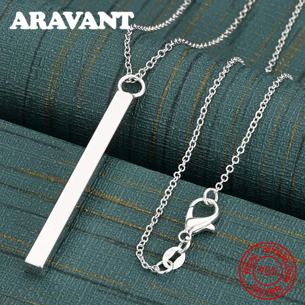 925 Sterling Silver Solid Geometric Cuboid Pendant Necklace, Fresh And Elegant Design, Women'S Engagement Jewelry