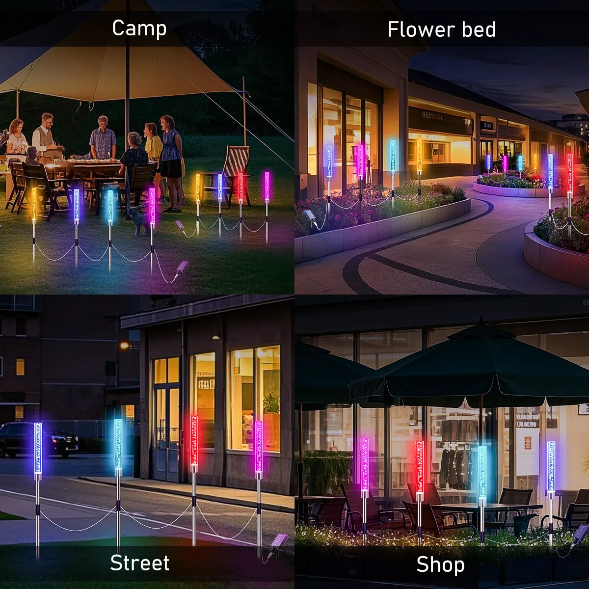 4PCS Solar Garten Lichter Dekoration Farbwechsel solar LandscapePath Lichter RGB Solar PathGarden Stake Lichter Terrasse Rasen Dekor