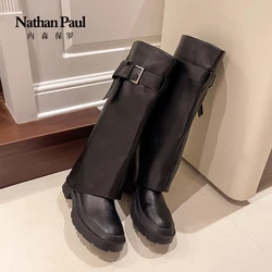 Pants Boots High Heel Boots Long Boots Womens Girls High Boots Pointed Black Patent Leather Pants Boots Fried Street Women Boots