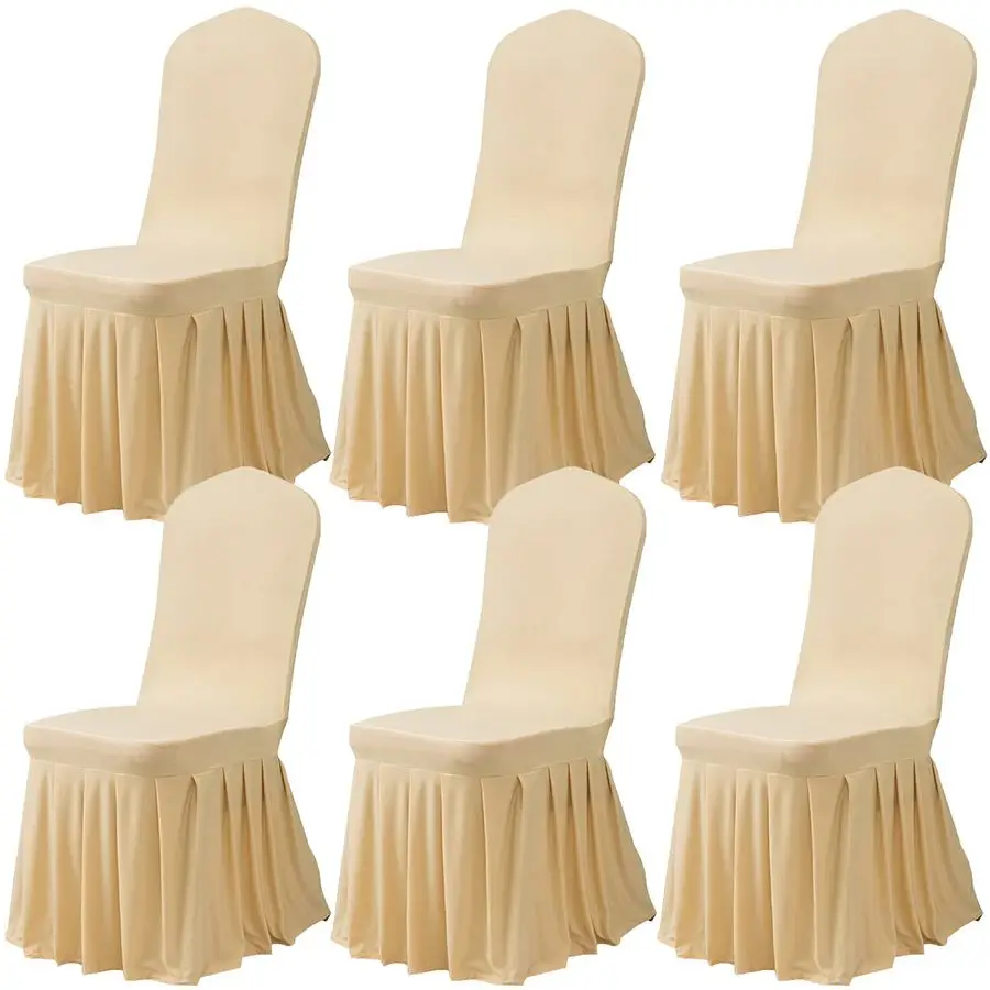 

Набор из 6 чехлов для стульев в обеденную залу, эластичные чехлы-накидки Parsons с юбкой, суперэластичные защитные чехлы из спандекса для сидений стульев в обеденную залу