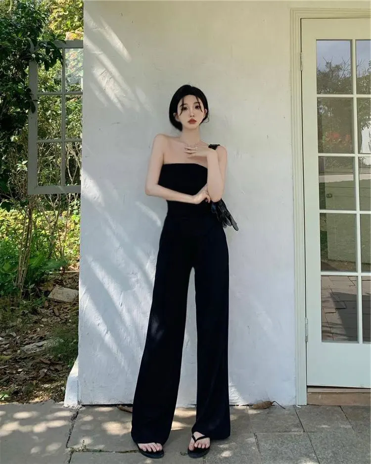 

Сексуальные повседневные брюки для пикантных девушек, женские весенне-летние 2023, новые белые брюки длиной до пола с высокой талией, тонкие драпированные широкие брюки