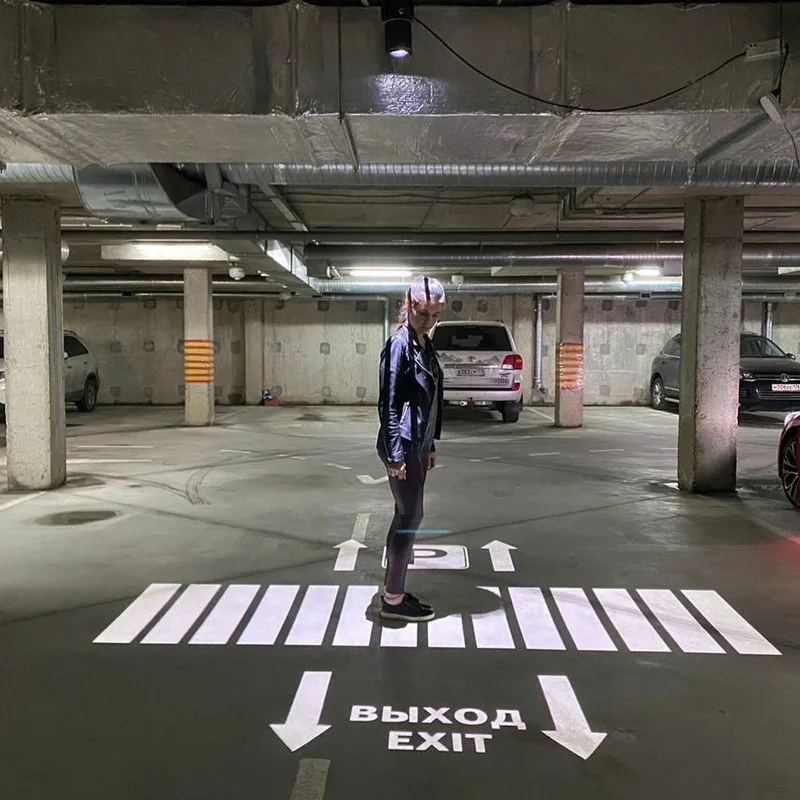 Proyector de señal Gobo zebra crossing para exteriores, proyector de logotipo de señalización de distancia Social personalizado, aviso de seguridad a gran escala, 100W