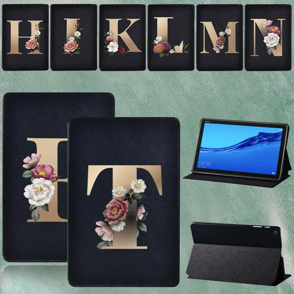 

Case for Huawei MediaPad M5 Lite 10.1"/MediaPad M5 10.8" Golden Letter Pattern Tablet Adjustable Folding Stand Cover