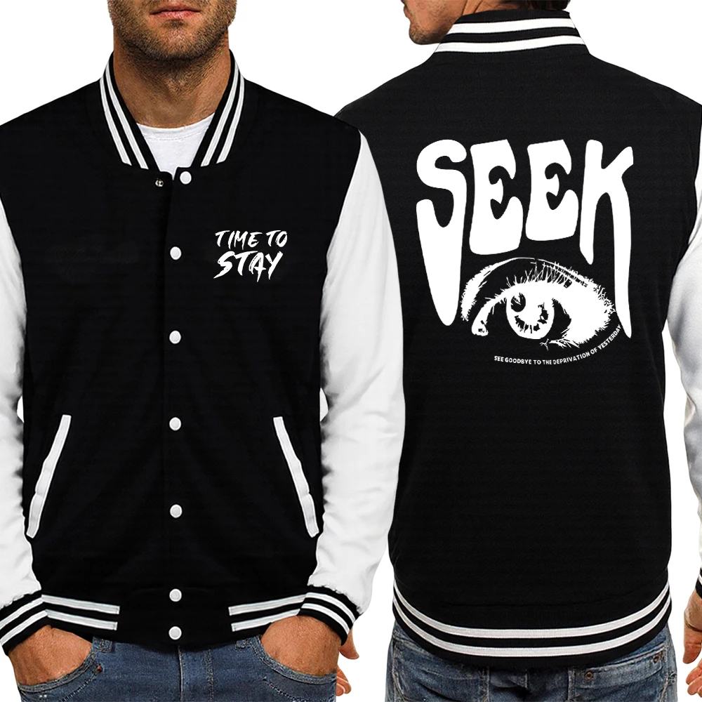 

Seek Anticipated Gaze Printed Man Clothing Hip Hop Soft Tracksuit Simple Street Style Pullover Fleece Vintage American Jackets