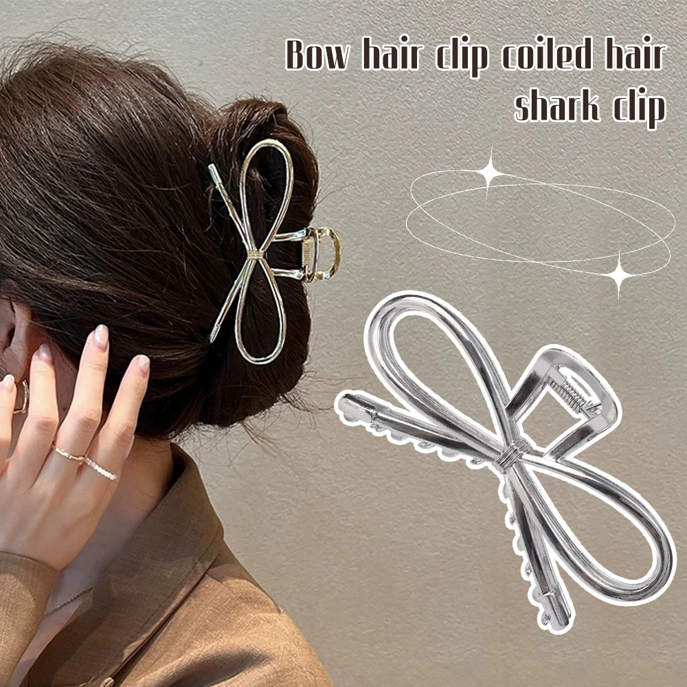 1/2 Pcs Sweet Fashion Beautiful  Metal Sliver Bow Knot Hair Claw Clip for Girls Women Thick Thin Head Accessories