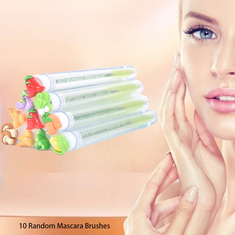 10 pçs/estilo aleatório tubo vegetal rímel escova feminina rímel escova reutilizável lash escova tubo carretéis lash extensão escovas