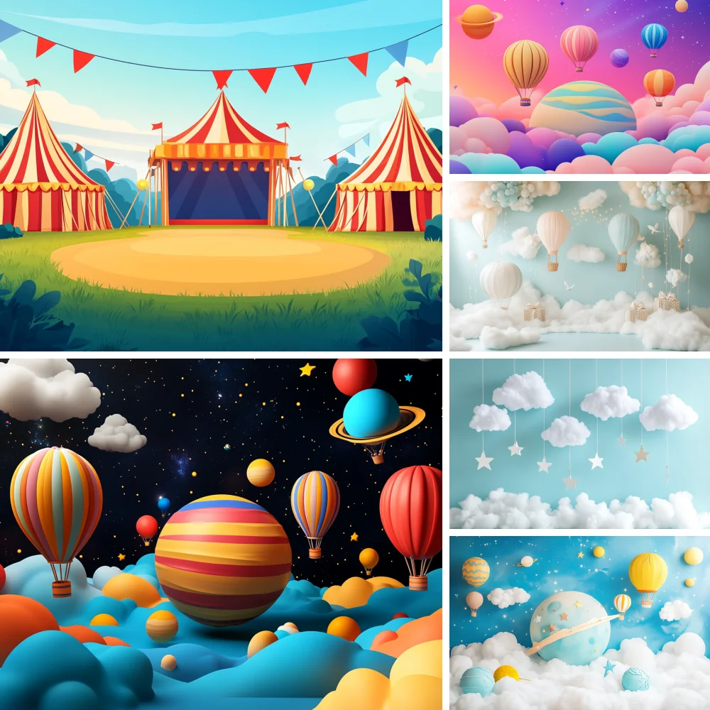Baby First Birthday Girl Boy Balloon Arch Cloud Rainbow Photo Baby Shower Photo Custom Photography Background Decoration