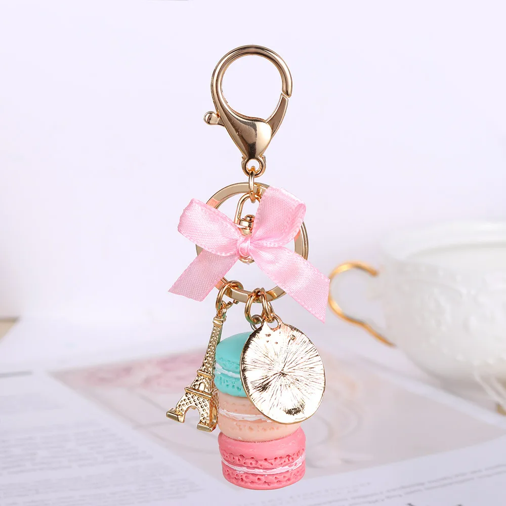 2022 Fashion Cute Macaron Cake Keychain Holder Korean Charm Handbag Car Pendant Accessories Jelewlry Gifts