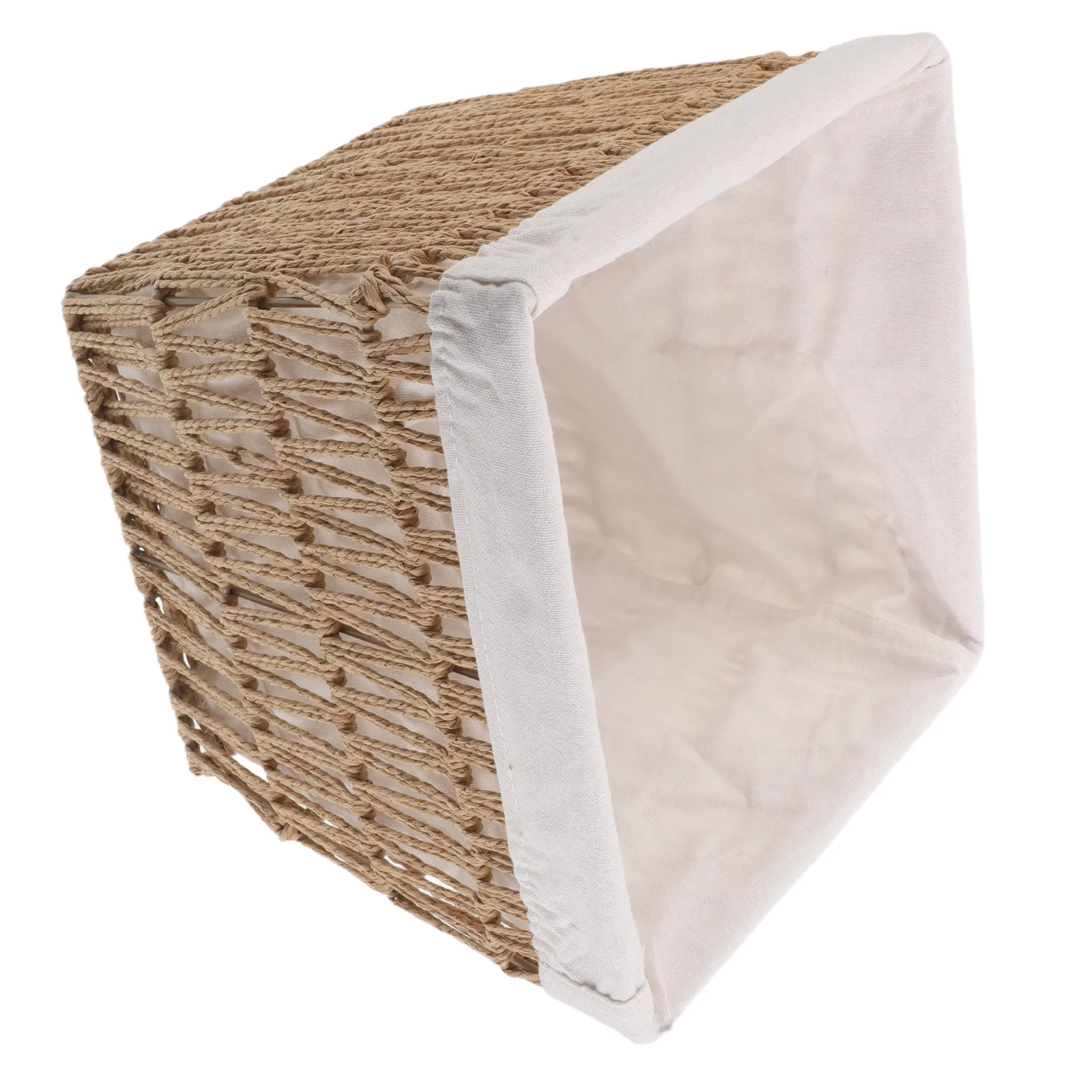 

Woven Bread Basket Handwoven Paper Rope Cotton Liner Storage Organizer Kitchen Table Serving Snacks Fruit Basket