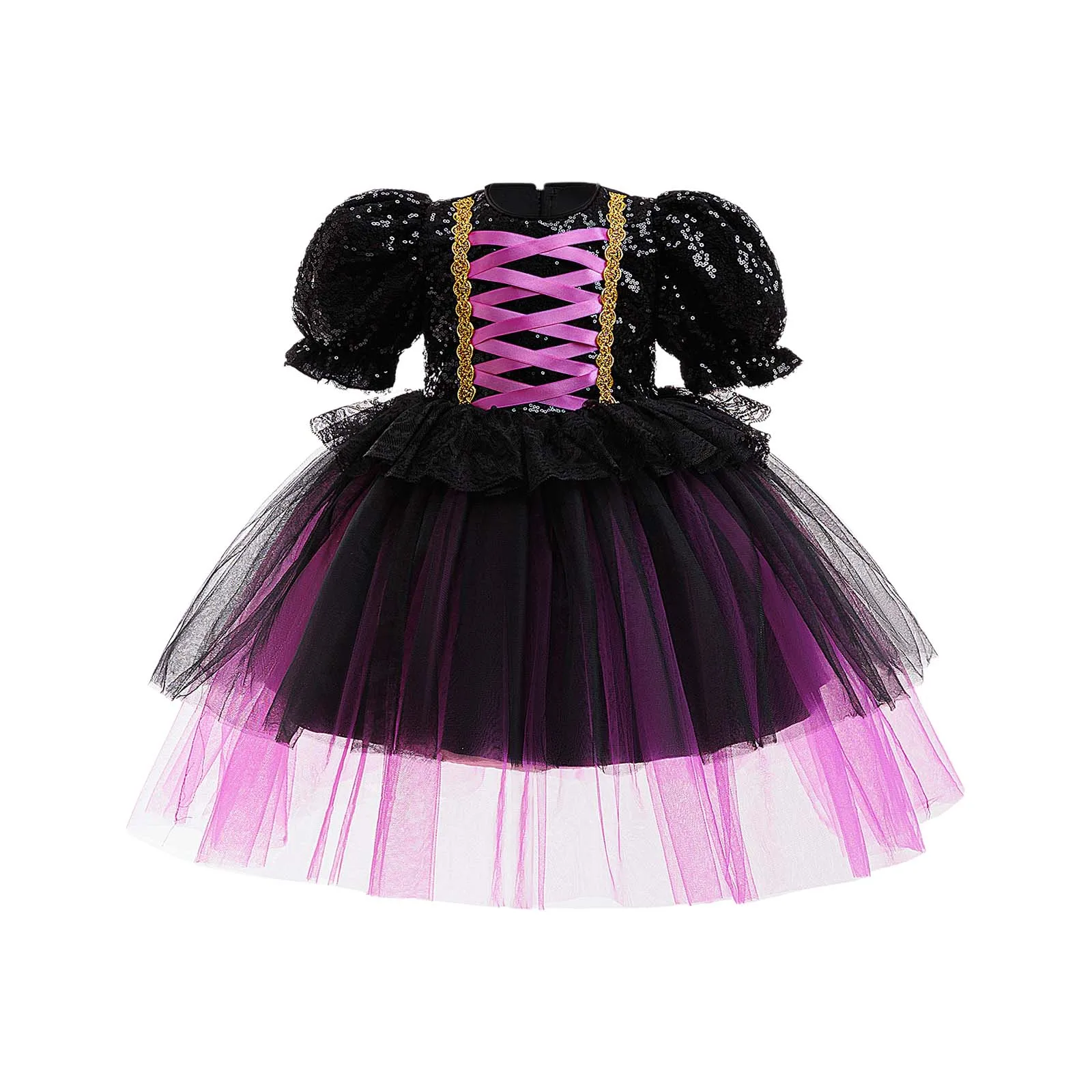 

Girls Pumpkin Costume Halloween Witch Cosplay Cartoon Print Tulle Tutu Dress Spider Web Print Dressfor Performance Fancy Ball
