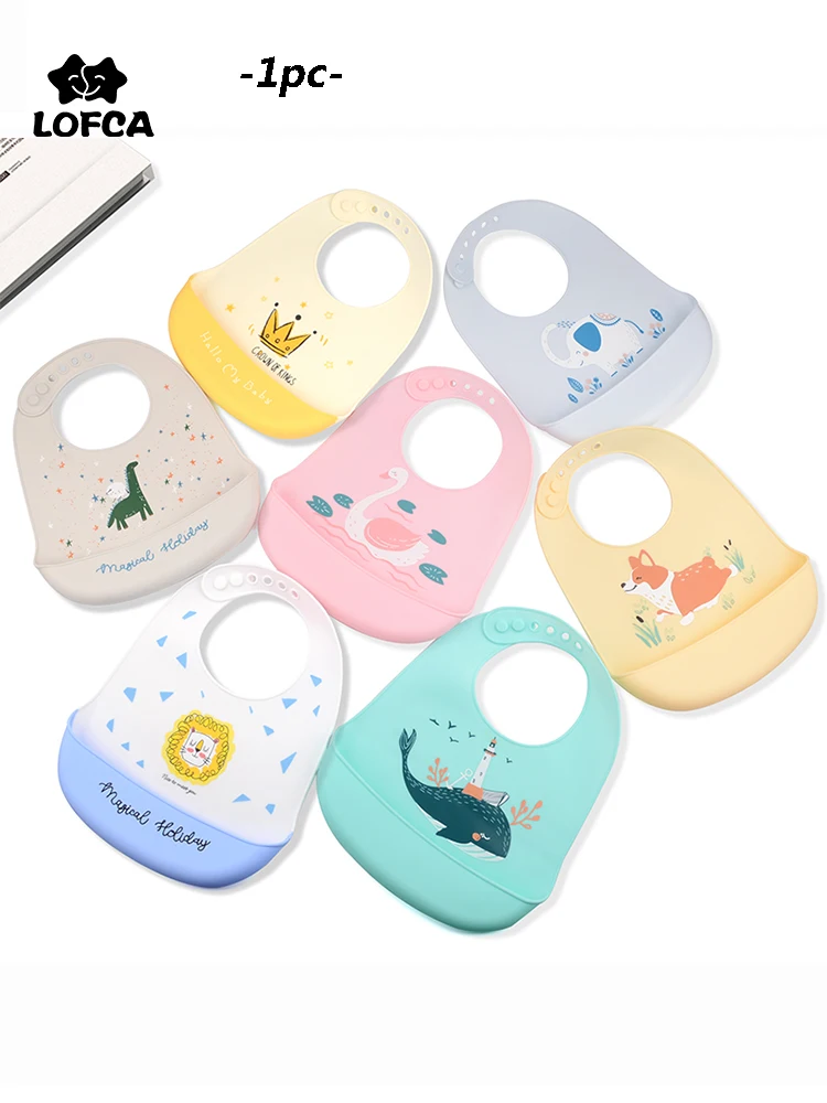 

LOFCA 1pc Silicone Bibs For Kids Newborn Baby Bibs Waterproof Silicone Feeding Baby For Toddler Breakfast Feedings Adjustable