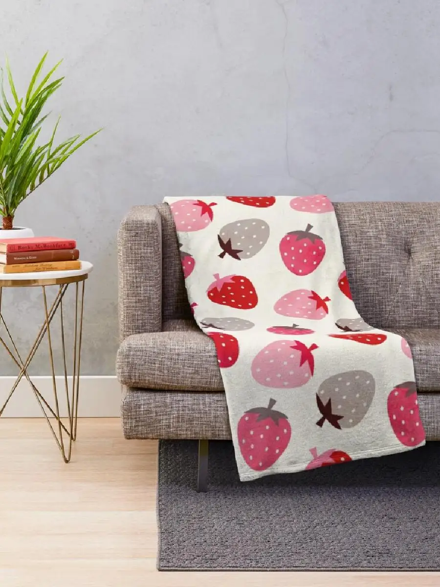 Strawberry Fields Throw Blanket  Soft Cozy Plush Comforter for Bed Couch or Sofa Decor Lightweight Indoor Outdoor Use