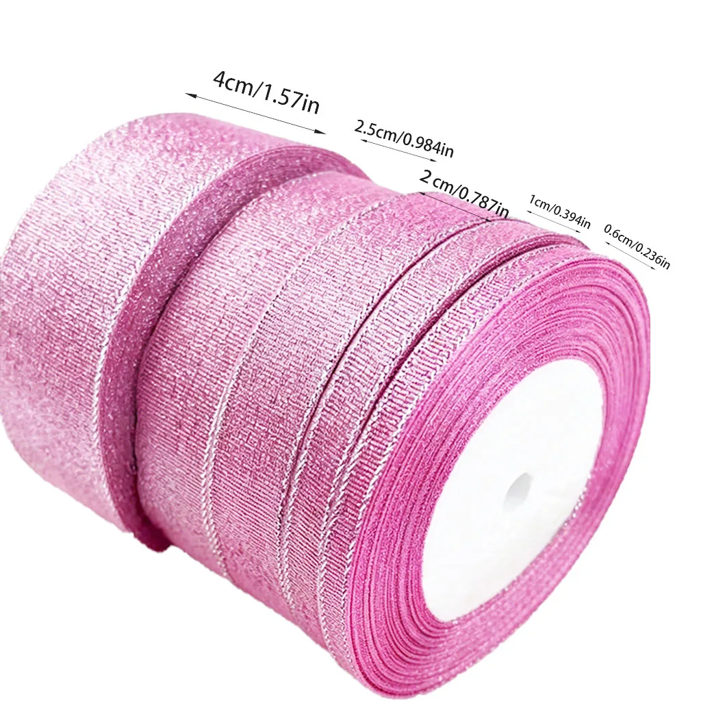 (25 yards/lot) nastro rosa in poliestere Confezione natalizia Nastri quadrati di alta qualità 6/10/20/25/40mm