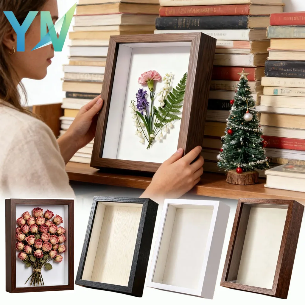 1-3PC 3D Hollow Dried Flower Keepsake Frame DIY Rose Bouquet Preservation Holder for Home Wall Decor Wedding Gift Creative Craft
