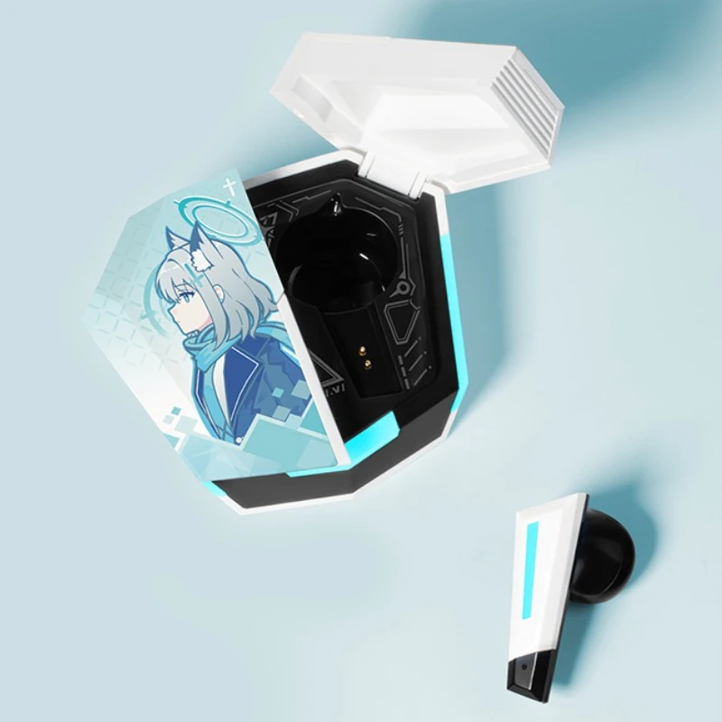 Sunaōkami Shiroko سماعات بلوتوث أنيمي لعبة الأزرق الأرشيف موضوع داخل الأذن سماعات أذن TWS لاسلكية HiFi سماعات طويلة التحمل #4