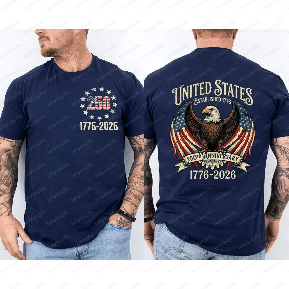 Independence Day Flag Bald Eagle Men T-shirts NationalDay Anniversary The United States 2 Sided Graphic T Shirts Summer Clothing