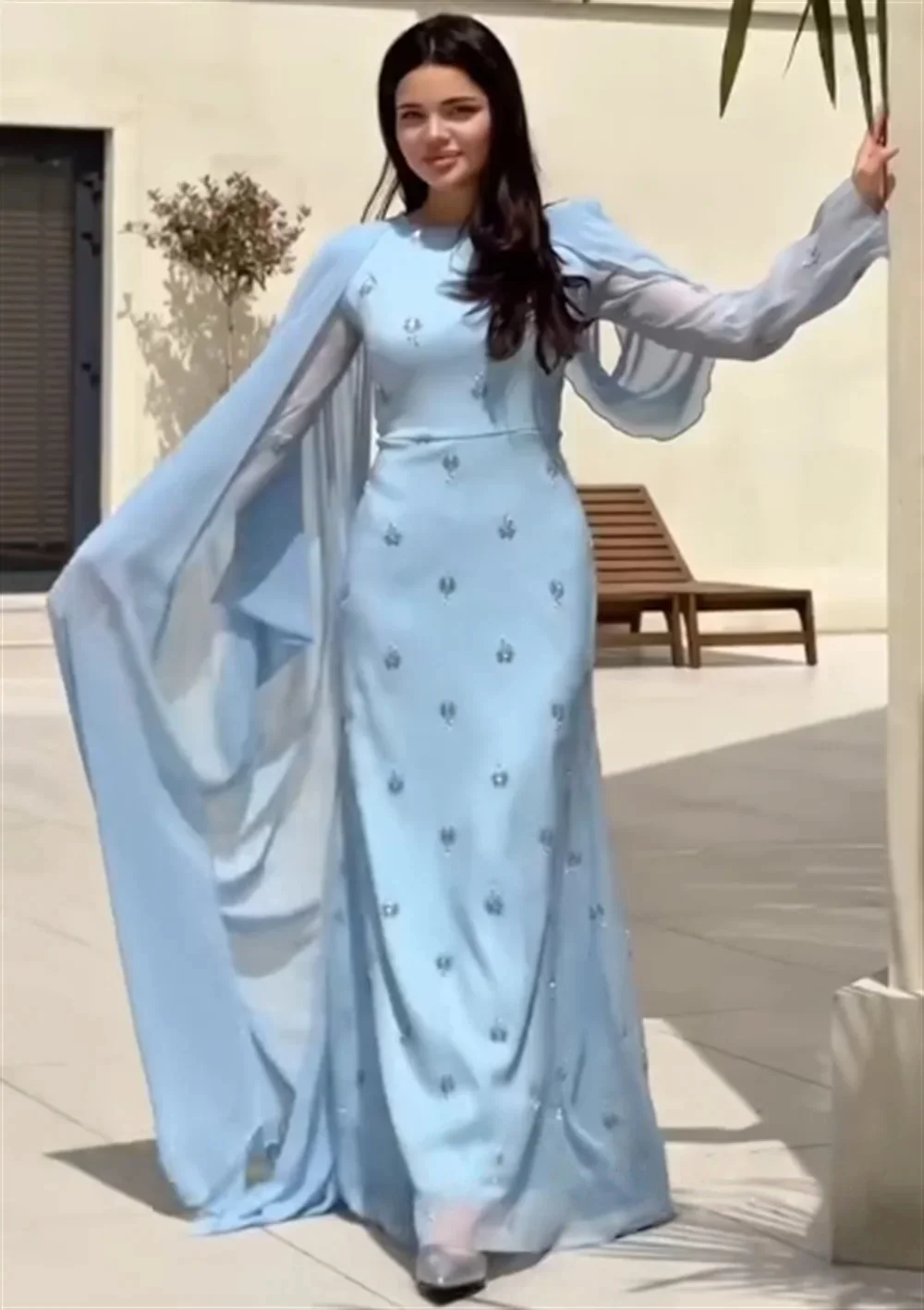 

Chiffon Beaded Formal Long Bespoke Occasion Gown Evening Dresses Prom Pastrol Unisex Jersey Retro Dubai Saudi Arabic Customized