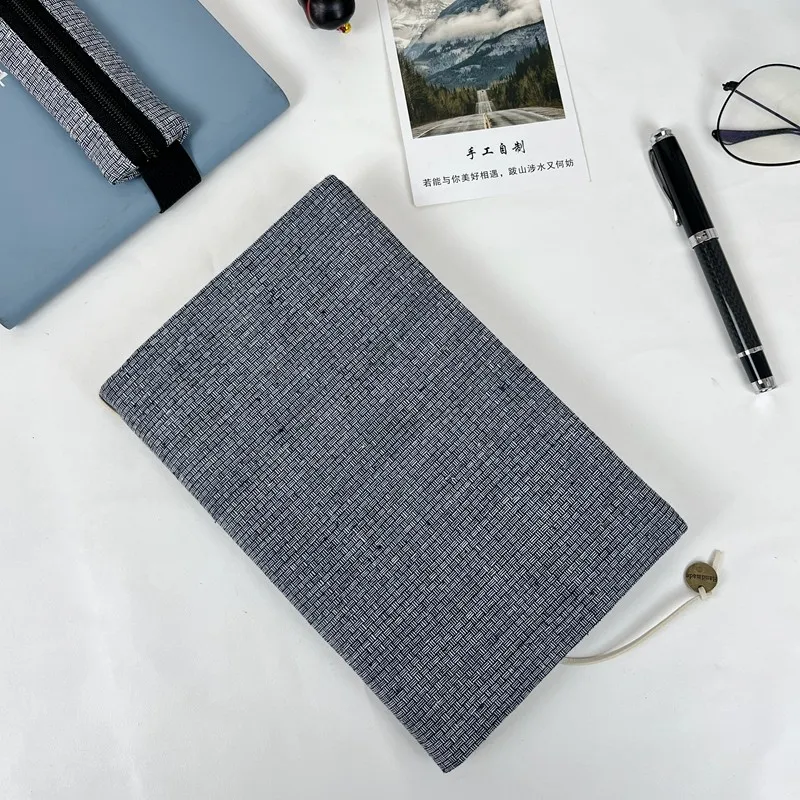 

Обложка для блокнота A5/A6 из грубого льна ручной работы в стиле ретро, серая, для менеджера