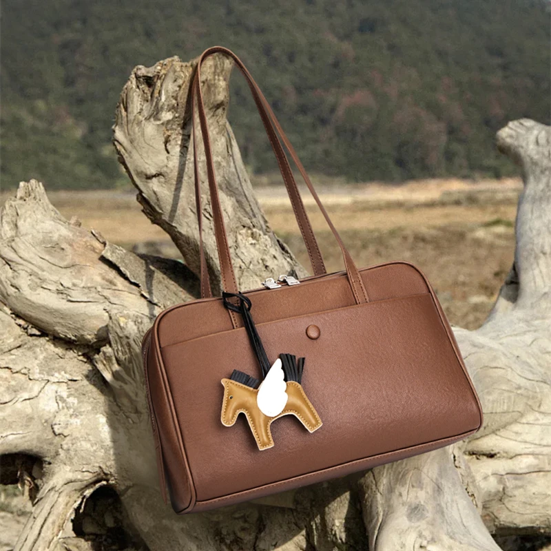 

Hifashion Vintage Cow Genuine Leather Underarm Shoulder Bags For Women 2025 Luxury Designer Satchel Totes Boston Ladies Handbags