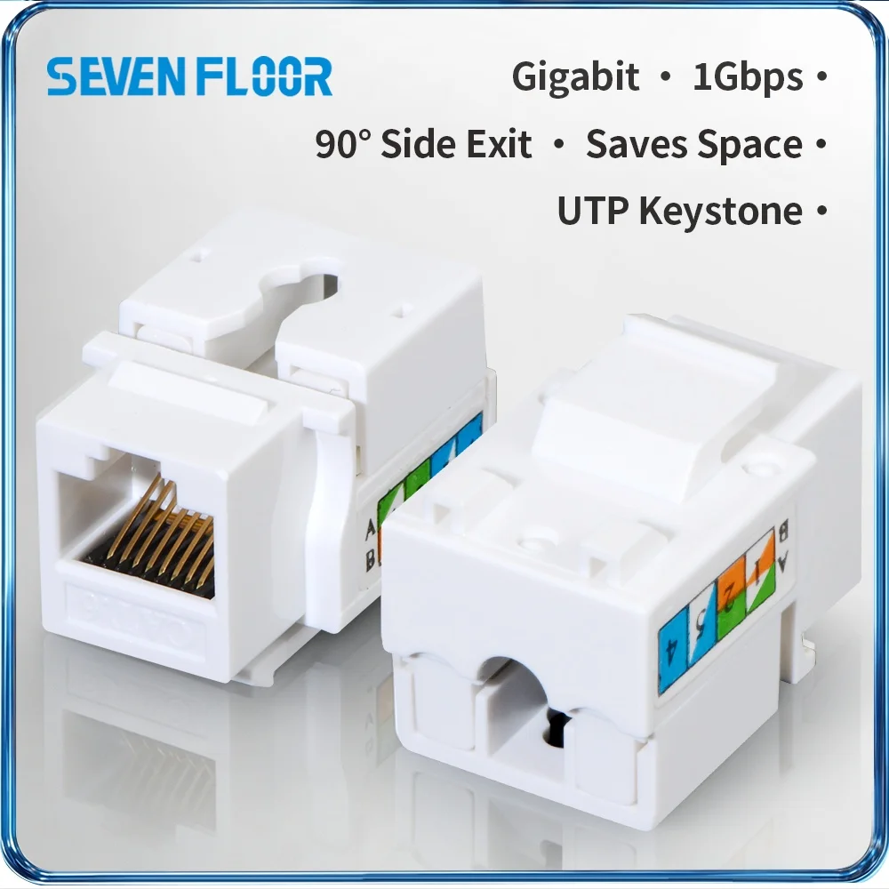 Cat5e/Cat6 90 Degree RJ45 Keystone Jack, Punch Down UTP Modular Jack, Gold Plated Contacts, T568A/B, Fits Wall Plate & Patch Pan