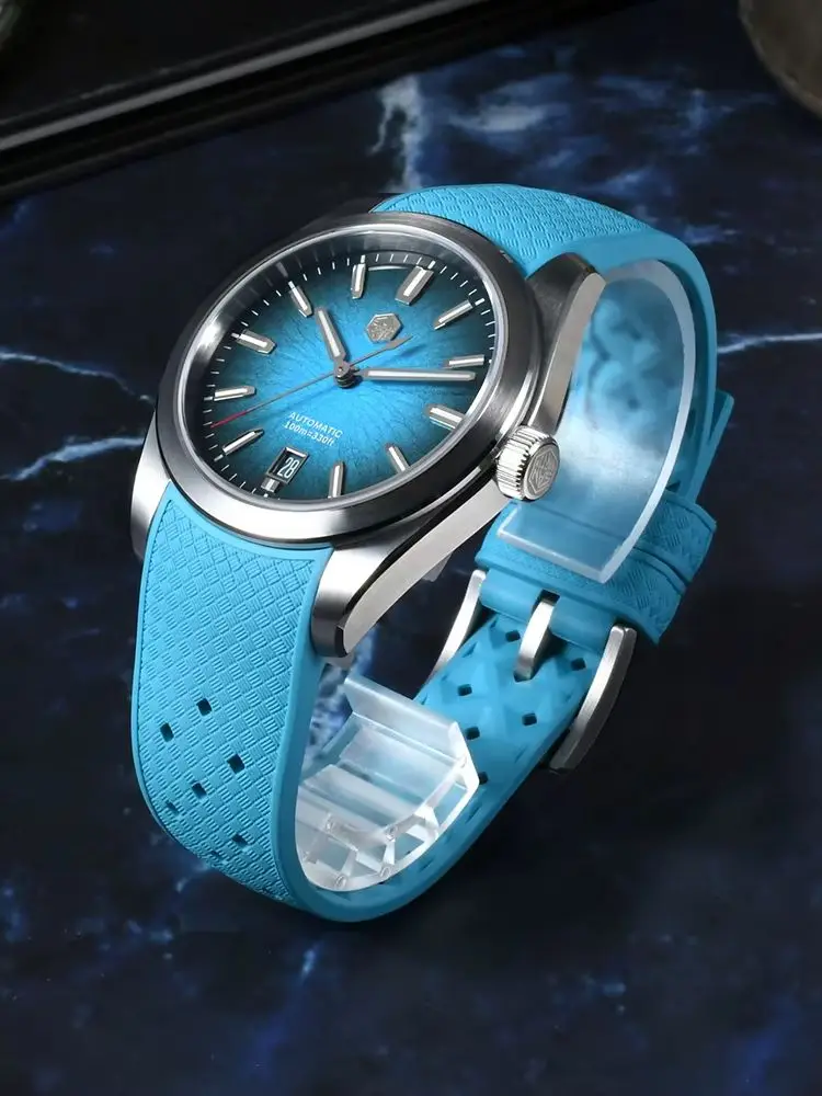 San Martin 36/39/42mm JianZhan Inspired Design Men Dress Watch 9015 Curved FKM Rubber Strap Sapphire Reloj Luminous SN0144GS/X/L