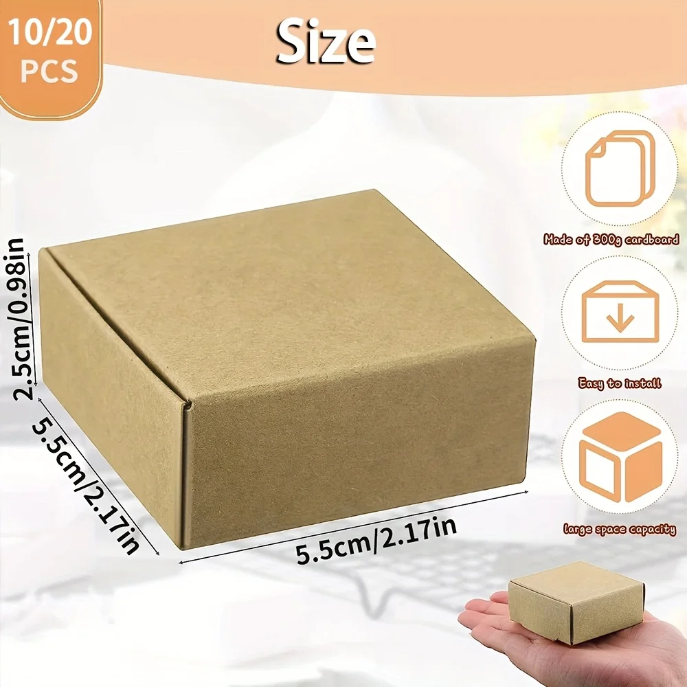 10/20pcs Kraft Mini Cardboard Boxes, 2.16
