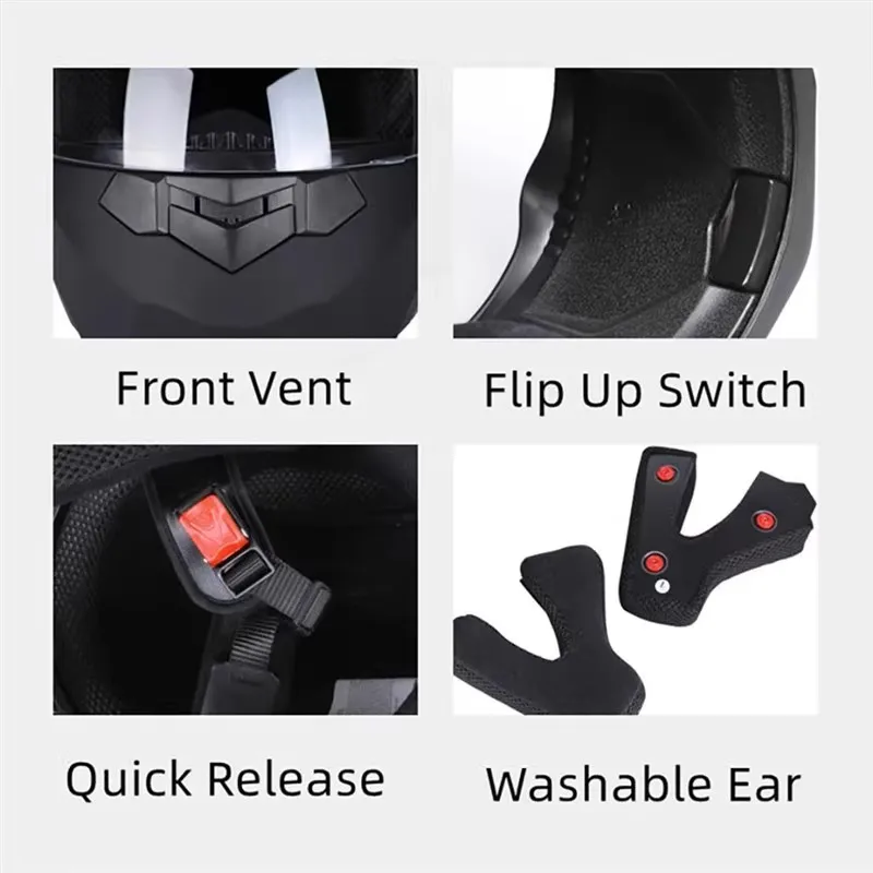 الوجه حتى وحدات خوذات الدرجات البخارية ABS الغلاف الخارجي مع قناع مزدوج موتوكروس خوذة DOT المعتمدة بالسعة موتوكروس #5