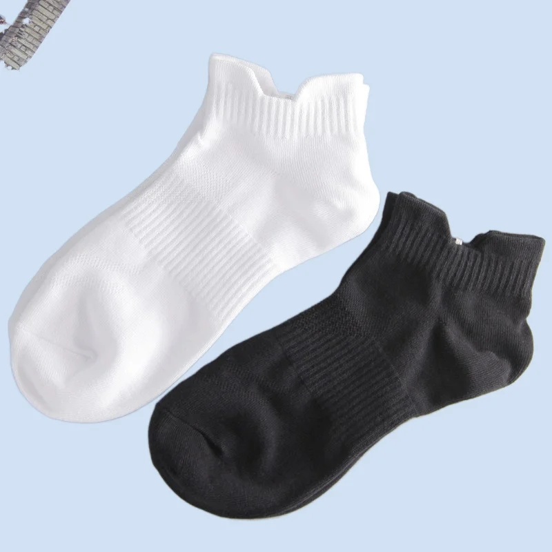 5 Pairs Men's Solid Color Short Socks Low-cut Anti-odor and Sweat-Absorbent Spring and Summer Black Sports Men's 2024 New Socks