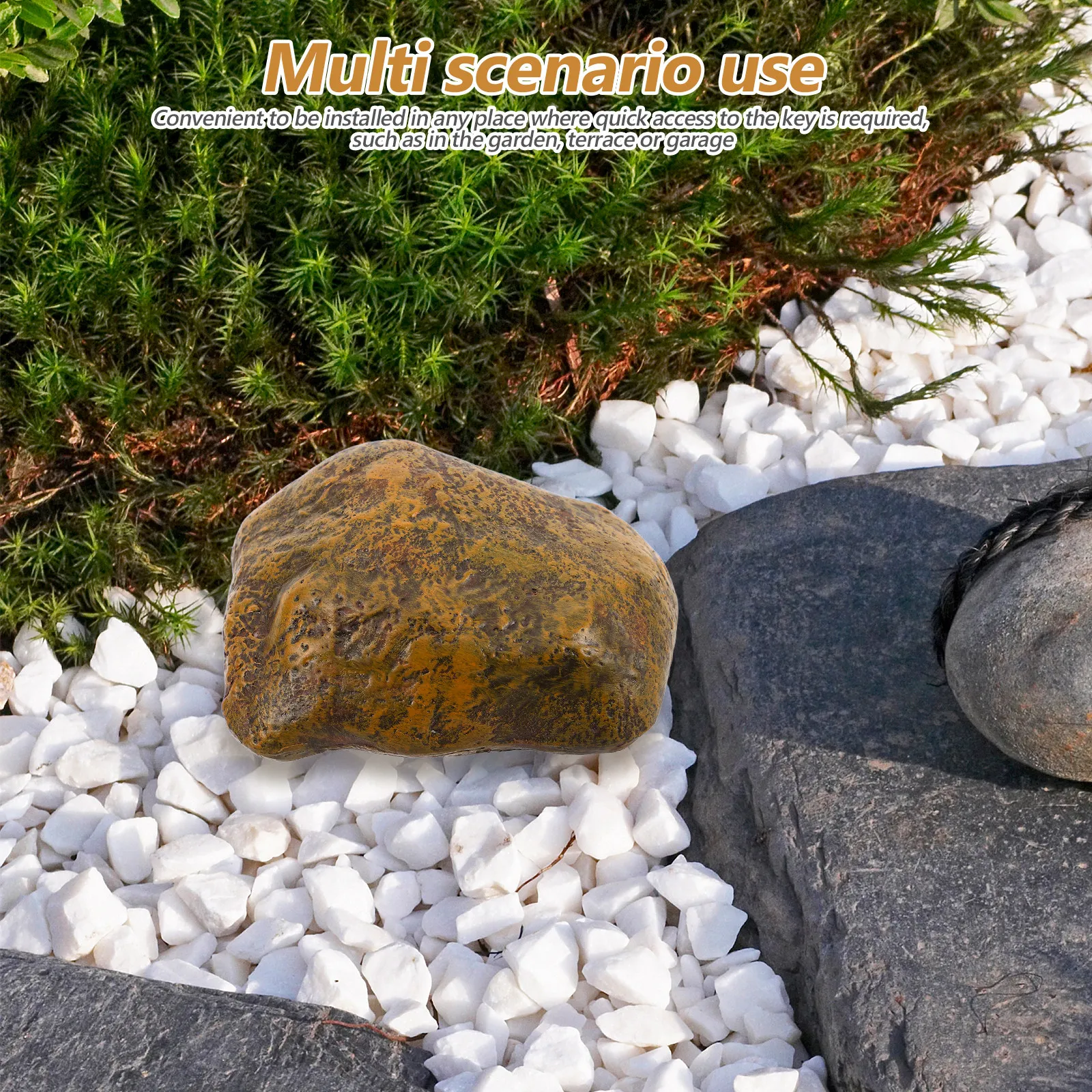 Waterproof Outdoor Key Box Realistic Fake Rock Design Hidden Key Holder for Backyard Gate Garage Emergency Spare Keys Storage