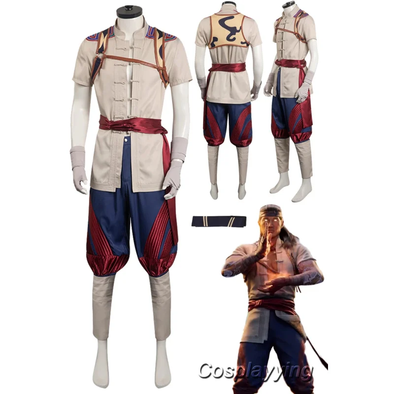 Monk Liu Kang Cosplay Fantasia Anime Game Mortal Kombat Costume Disguise Adult Men Fantasy Male Halloween Carnival Party Clothes