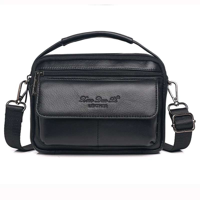 Men Messenger Crossbody Shoulder Bags Genuine Leather Multi-Purpose Business Male Small Handbag Belt Fanny Waist Pack Bag