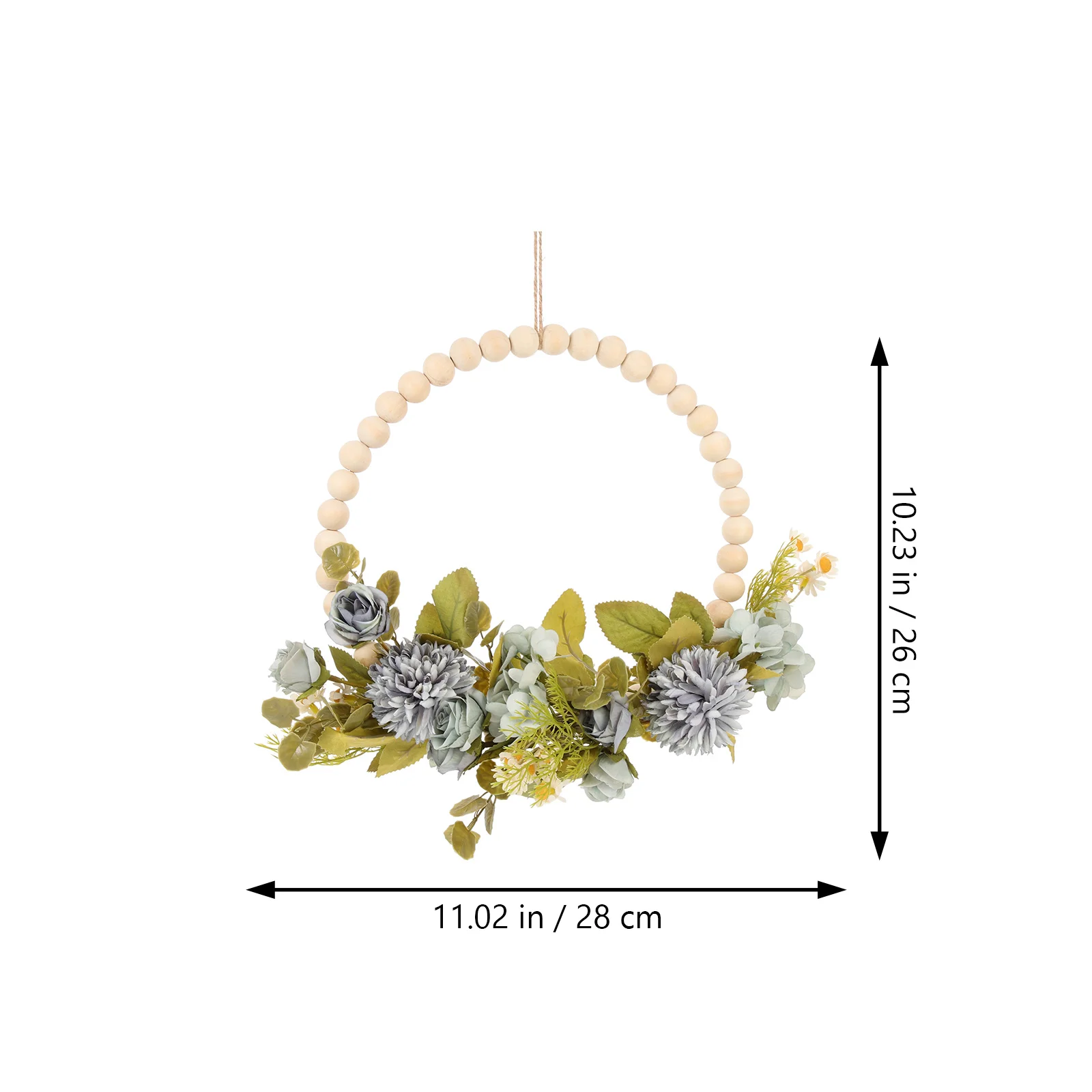 

Wooden Bead Garland Hanging Decoration Farmhouse Pendant Wedding Flower Wreath Spring Front Door Hanging Garland Artificial Home