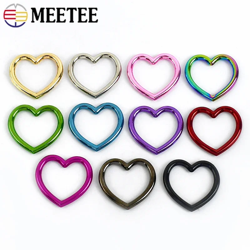 Meetee 5/10/20Pcs O Ring Metal Buckle Heart Shaped Circular Rings Hook Bag Strap Connecting Round Circle Buckles Accessories